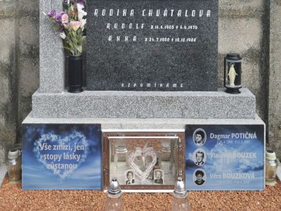 Lápida de vidrio con garantía de color de 100 años en exteriores