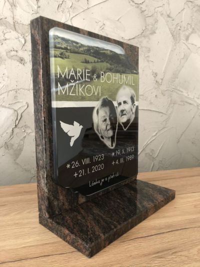 Placa para columbario con fotografía de vidrio