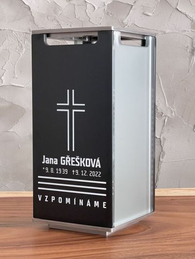 Linterna de vidrio para tumba con acabado mate